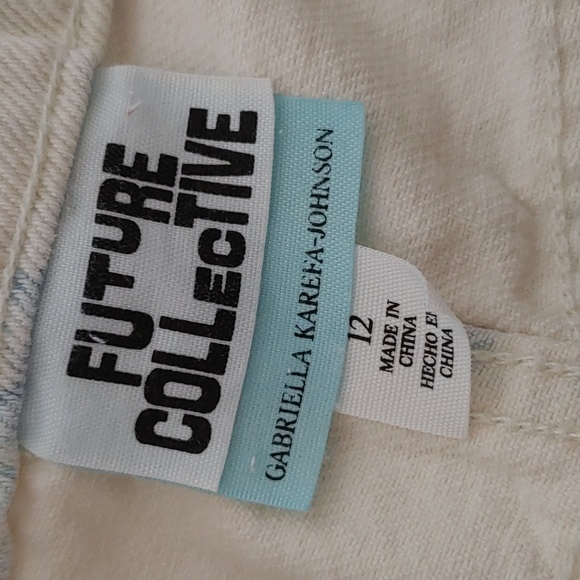 Future Collective Gabreella Karefa-Johnson White Denim Tie Dye Skirt Size 12 - Picture 4 of 6